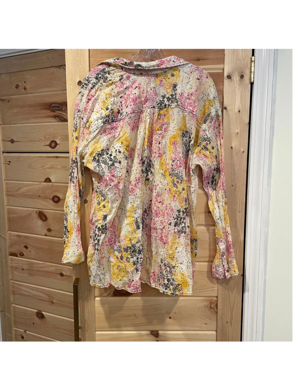 Pilcro Anthroplogie Women's Printed Button-Up Shirt - Pink & Yellow - Picture 5 of 5